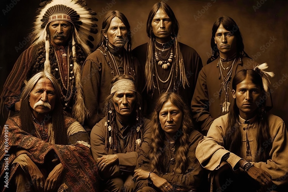 A native American tribe posing for a photo