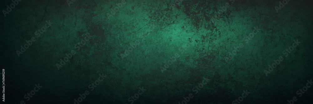Deep forest green to slate gray color gradient shiny metal sheet surface smooth texture banner panoramic background banner template backdrop from Generative AI