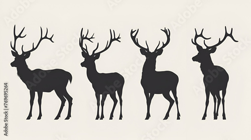 Deer collection vector silhouette  generative Ai