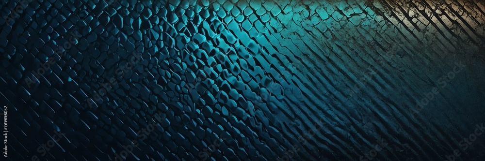 Navy blue to dark teal color gradient shiny metal sheet surface smooth texture banner panoramic background banner template backdrop from Generative AI - obrazy, fototapety, plakaty 