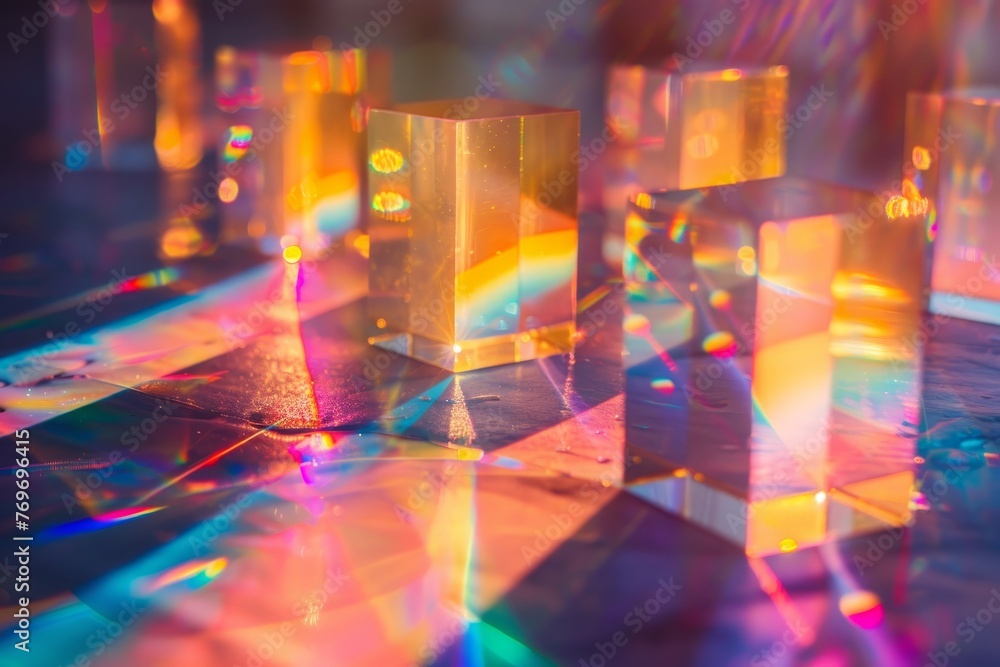 Prismatic Brilliance: Light Refraction through Glass Cube
