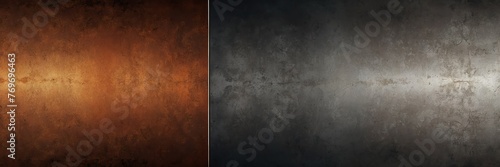 Rusty brown to slate gray color gradient shiny metal sheet surface smooth texture banner panoramic background banner template backdrop from Generative AI