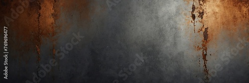 Rusty brown to slate gray color gradient shiny metal sheet surface smooth texture banner panoramic background banner template backdrop from Generative AI