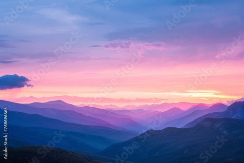 Sunrise Spectacle: Gradient Sky Above the Mountains © Ilia Nesolenyi