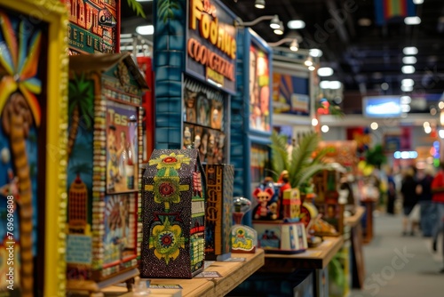Cultural Artifacts: Colorful Market Booth Close-Up
