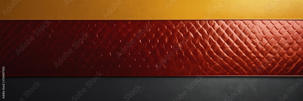 Vermilion red to canary yellow color gradient shiny metal sheet surface smooth texture banner panoramic background banner template backdrop from Generative AI - obrazy, fototapety, plakaty 