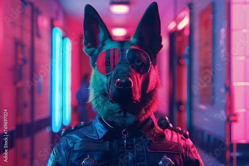 Police Dog. Portrait of a police dog doing his job.