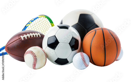 Assortment of Sports Gear, Isolated on White Background, Generative Ai
