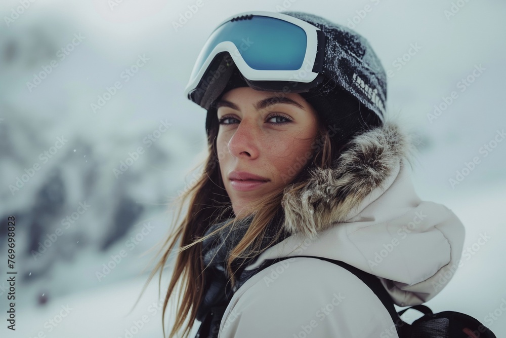 Winter Serenity: Snowboarder's Reflective Pause Winter Serenity: Snowboarder's Reflective Pause