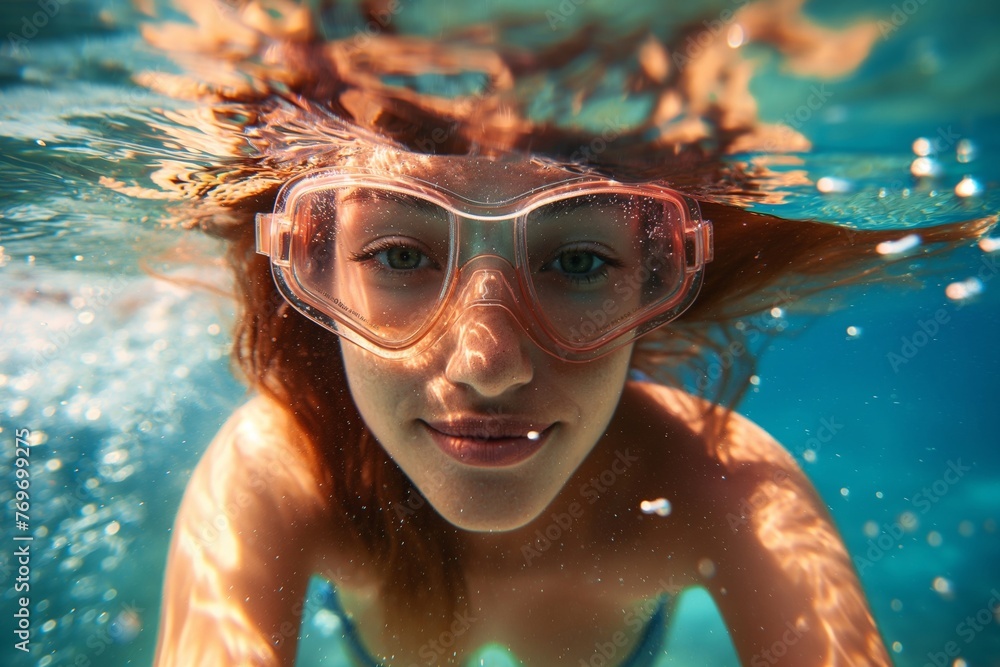 Fototapeta premium Luminous Gaze: Underwater Serenity