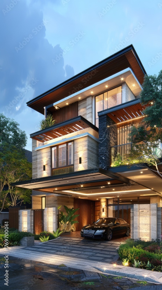 a big modern private residential bungalow villa mansion house architecture exterior design