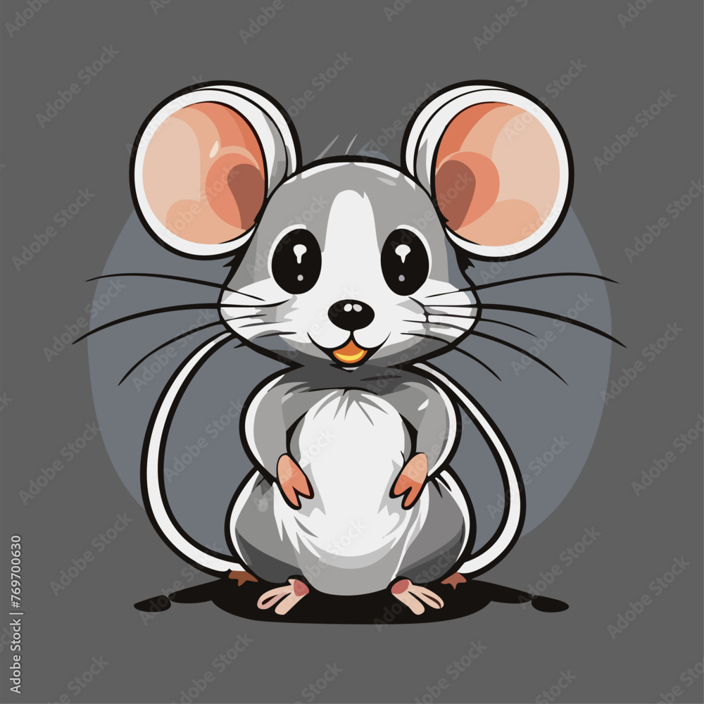 Cute cartoon grey animal mouse vector illustration 10 eps