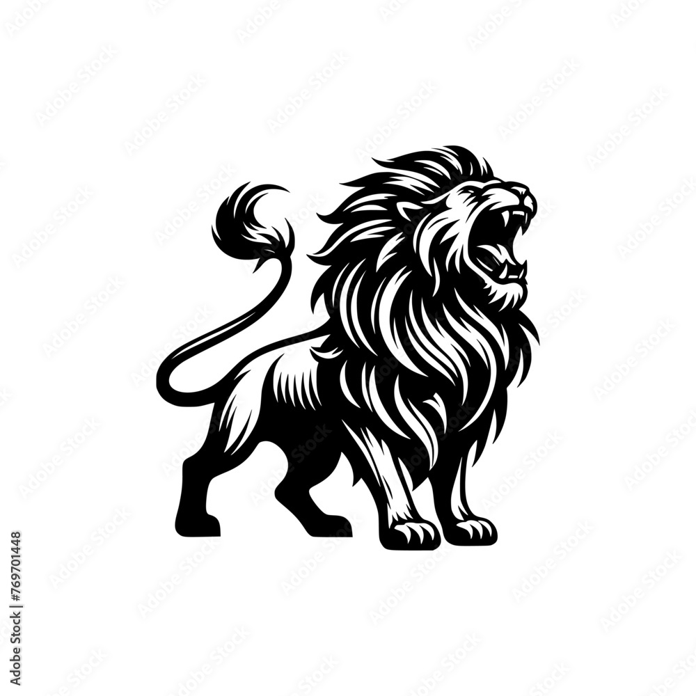 Obraz premium Vector logo of a roaring lion. vector illustration of a lion head, can be used as tattoo