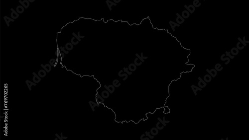 Lithuania map vector illustration. Drawing with a white line on a black background.