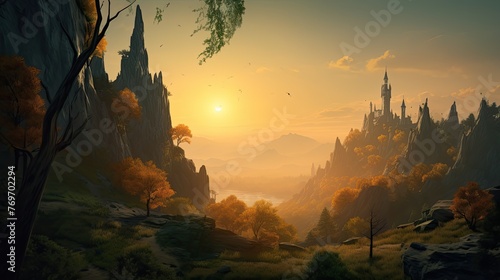 Fantasy landscape paintings, fantasy background