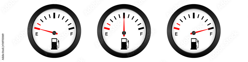 Fuel Gauge. Fuel indicators. Gas Meter. Gas Tank. Vector Illustration. Fuel Gauge. Fuel indicators. Gas Meter. Gas Tank. Vector Illustration.