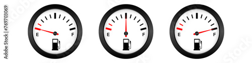 Fuel Gauge. Fuel indicators. Gas Meter.  Gas Tank. Vector Illustration.