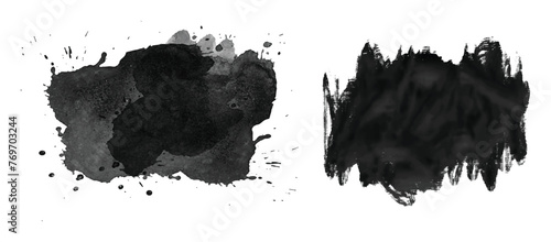 Black paint grunge brush stroke vector background overlay