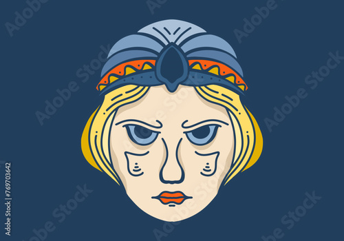 Vector design of a female with a distressed expression on her face, can be used as an avatar