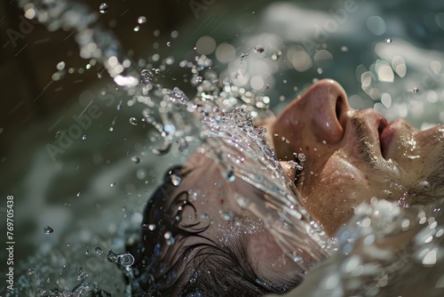 A man actively swimming in a pool of water