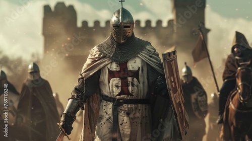 knights templar, Medieval times, epic cinematic photo, 16:9 photo