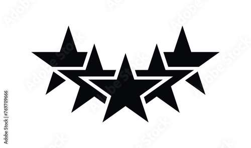 Fototapeta Naklejka Na Ścianę i Meble -  Five stars customer product rating review flat icon for apps and websites. Star icon. Vector black isolated five stars. Customer feedback concept. Vector Quality shape design.