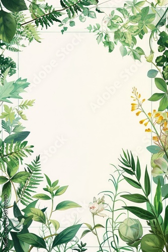 a white background with leaves borders with copy space  graphic design element