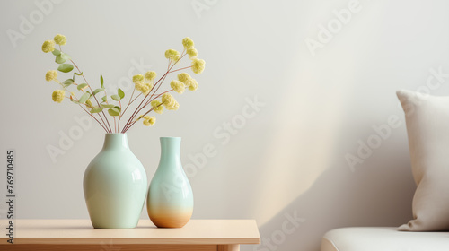 Spring blooms adorn a glass vase on a table  showcasing a vibrant bouquet of yellow and pink flowers