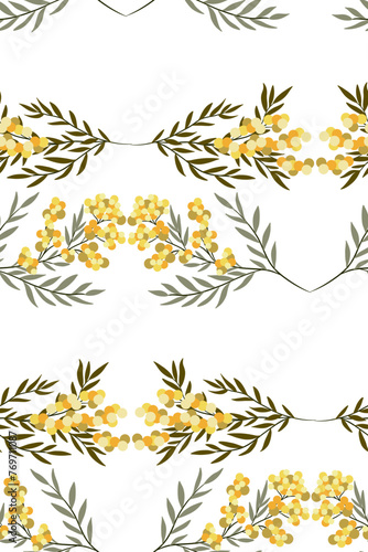 pattern with spring flowers mimosas 