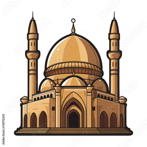 Cartoon mosque on a white background. Vector illustration