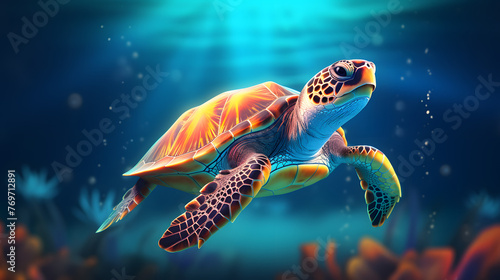 Turtle sea icon 3d