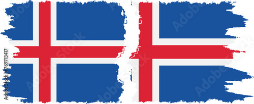 Iceland and Iceland grunge flags connection vector