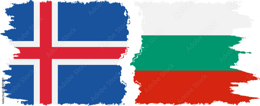 Bulgaria and Iceland grunge flags connection vector Bulgaria and Iceland grunge flags connection vector