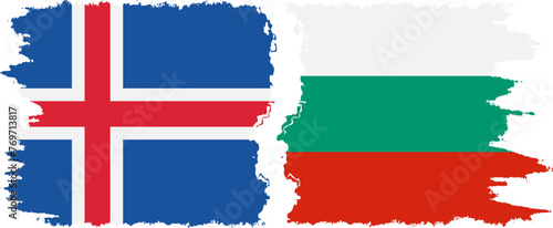 Bulgaria and Iceland grunge flags connection vector