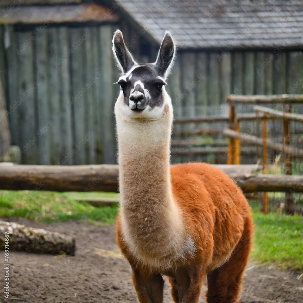 Graceful Llama: Majestic Zoo Animal in Captivity