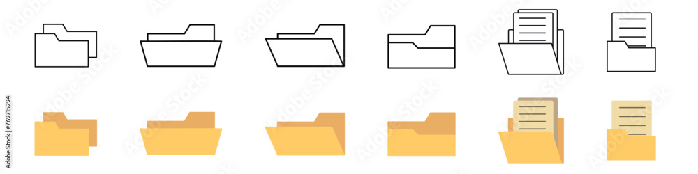 File folder icon set. Design for app, logo etc. Vector File folder icon set. Design for app, logo etc. Vector
