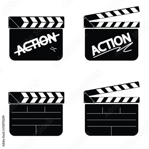 Картината върху платно Clapper board vector icon set