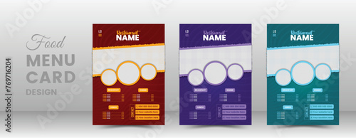 Colorful food menu template design.