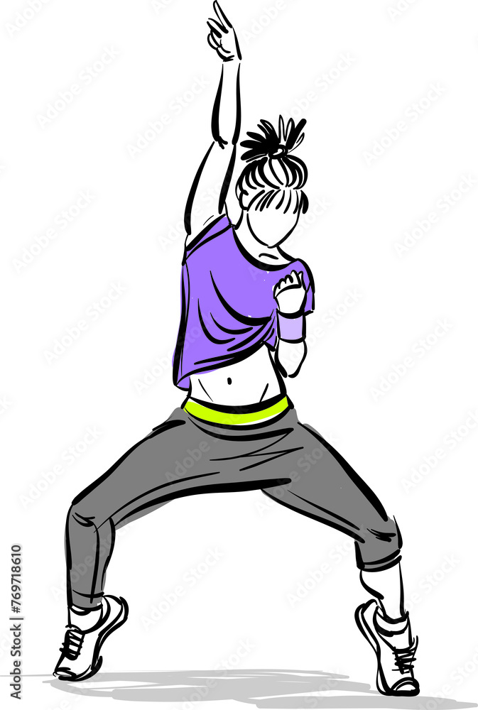 Fototapeta premium hiphop dancer woman lady young girl professional dance vector illustration