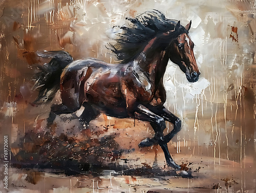 Painting horse wall art  a symbol of progress and strength