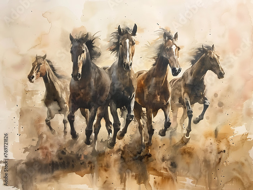 Painting horse wall art  a symbol of progress and strength