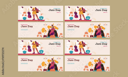 happy jazz live music template vector flat design © novianti