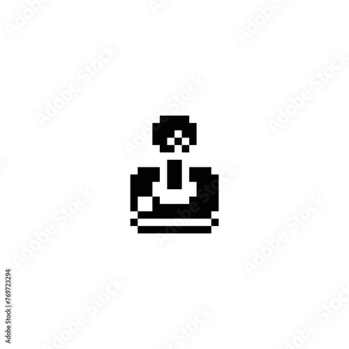 Stamp icon. Sticker design. Old school computer graphic style. Pixel art 1-bit. Isolated vector illustration.