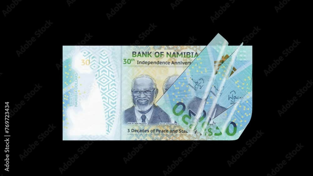 30 Namibia Dollars Banknote 2D Flip in Alpha Channel 30 Namibia Dollars Banknote 2D Flip in Alpha Channel