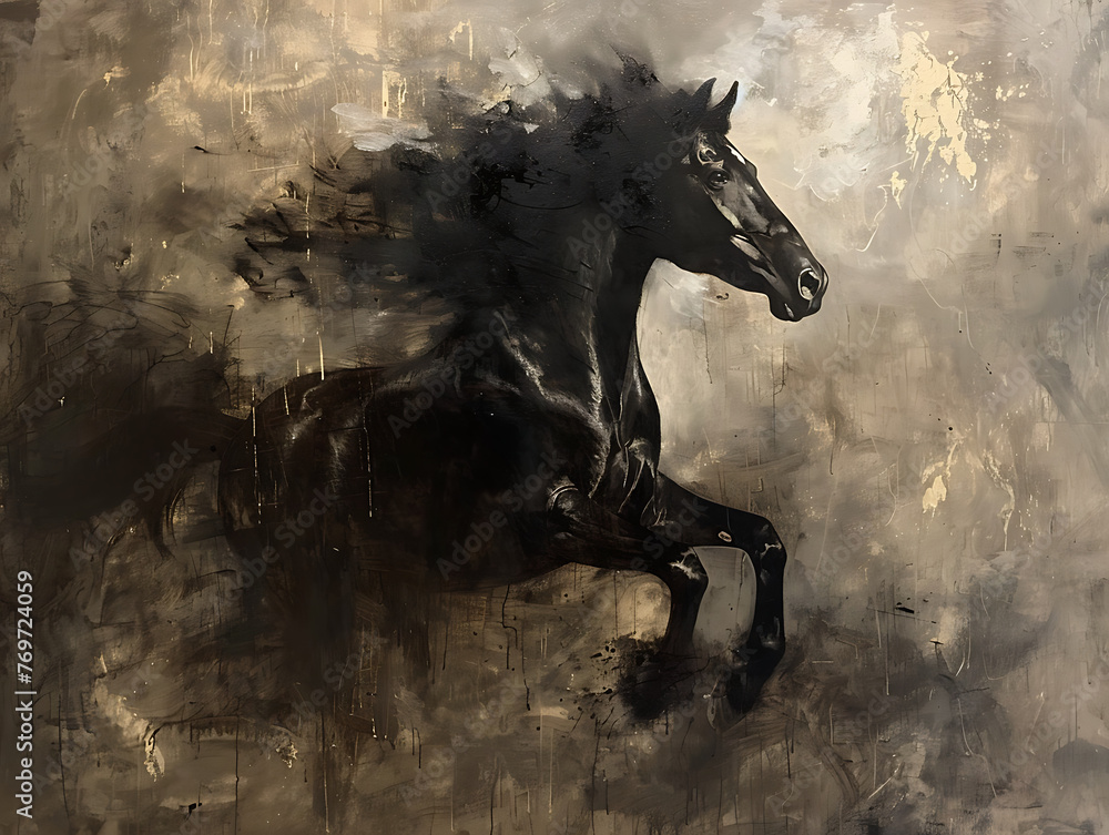 Painting horse wall art, a symbol of progress and strength. Painting horse wall art, a symbol of progress and strength.