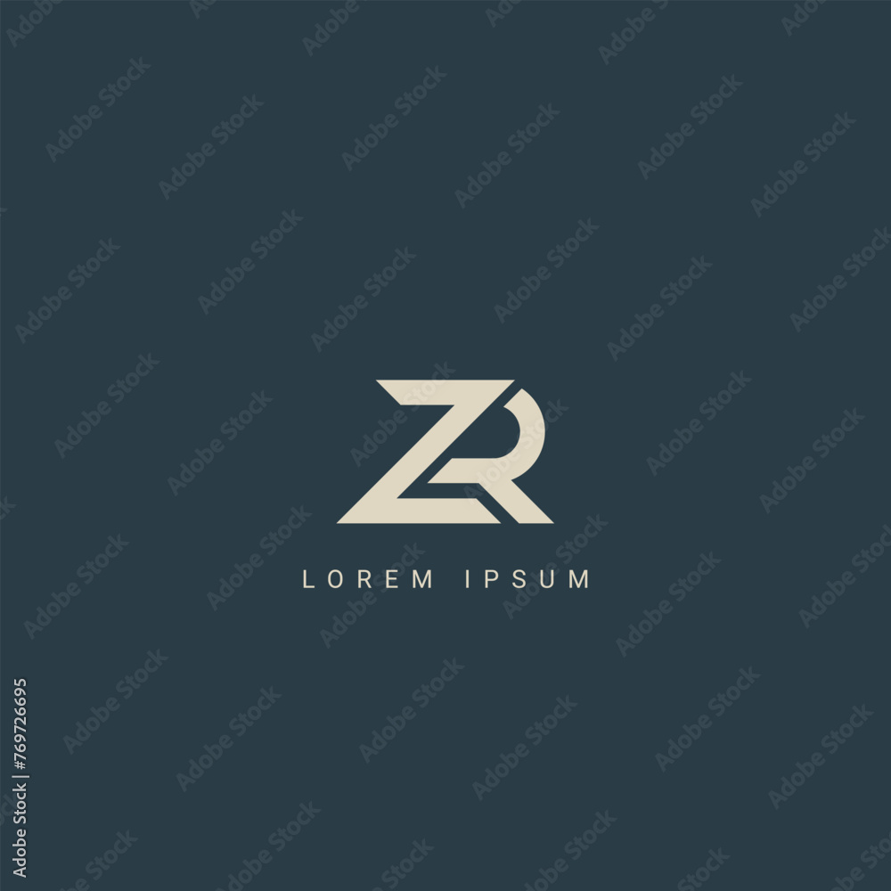 Minimal creative initial based ZR logo and RZ logo. Letter ZR RZ creative elegant monogram white color on black background Minimal creative initial based ZR logo and RZ logo. Letter ZR RZ creative elegant monogram white color on black background