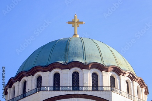 Closeup of the Church of Saint Sava in Belgrade, Serbia