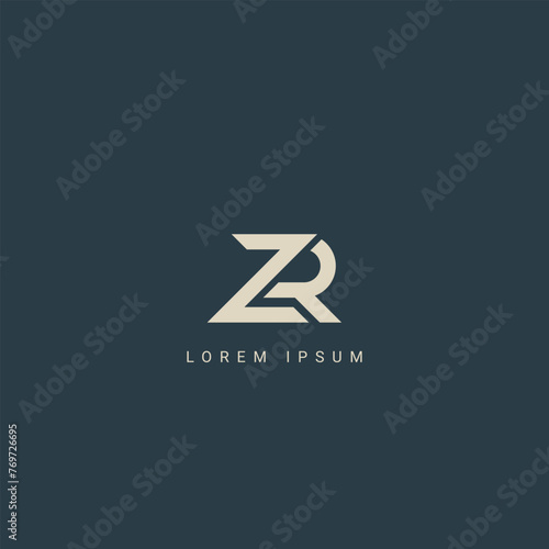 Minimal creative initial based ZR logo and RZ logo. Letter ZR RZ creative elegant monogram white color on black background photo