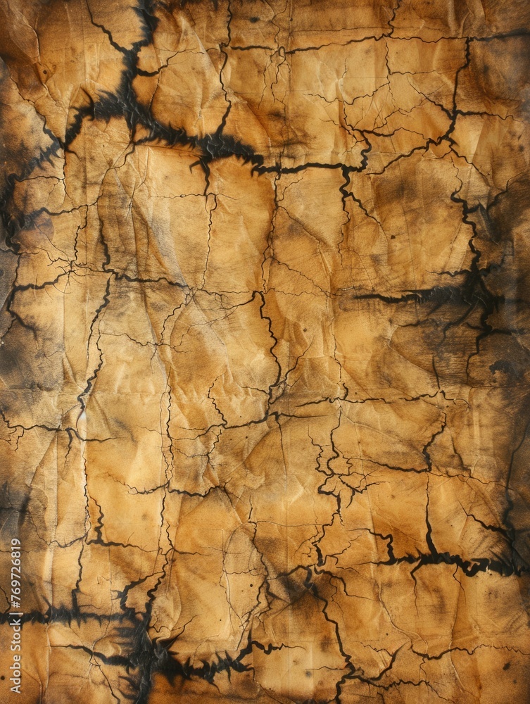 Fototapeta premium Brown Burnt Paper Background with Vintage and Antique Look. Abstract Closeup of Burnt Edges Creating an Ancient Blank Canvas with Warm Colours