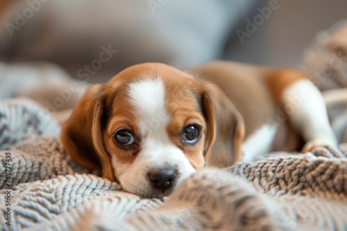 First-Time Learning Adventures of Purebred Beagle Puppy: Adorable Brown and White Mammal with Curious Muzzle and Inquisitive View